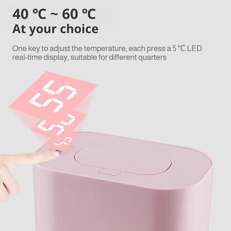 Baby Wipe Warmer, Portable Large Capacity Wipes Warmer Dispenser with LED Display, Adjustable Baby Wet Wipes Holder, Quiet and Evenly Overall Heating for Home Car Travel Use (white) - Image 4